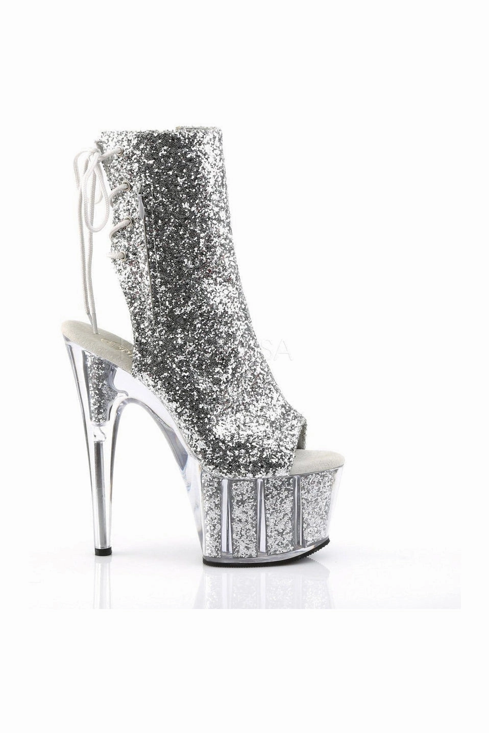 ADORE-1018G Platform Boot  | Silver Glitter