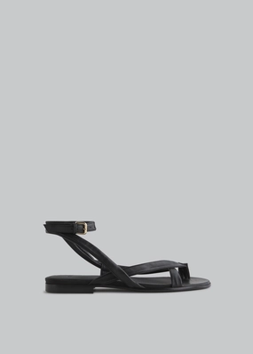 Asymmetric Toe Ring Gladiator Sandal - Black