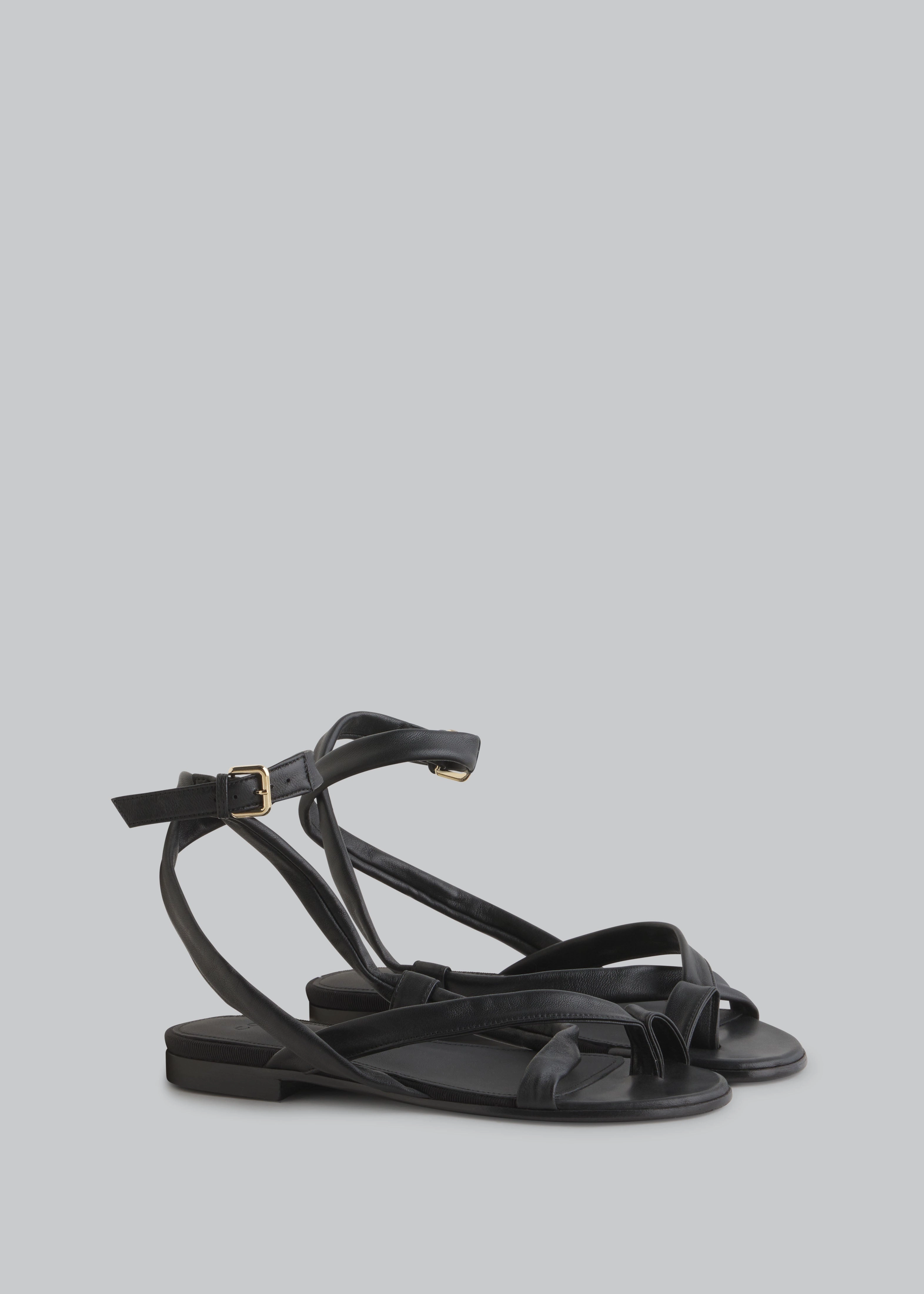 Asymmetric Toe Ring Gladiator Sandal - Black