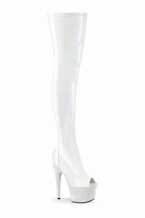 BEJEWELED-3011-7 White Patent Thigh Boot
