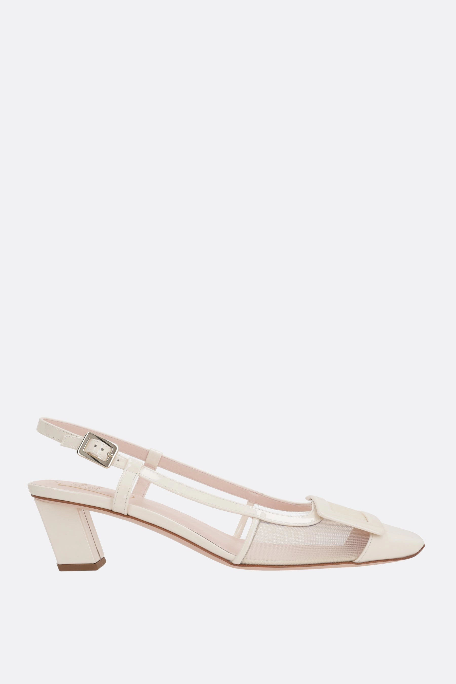 Belle Vivier slingbacks in mesh and patent leather