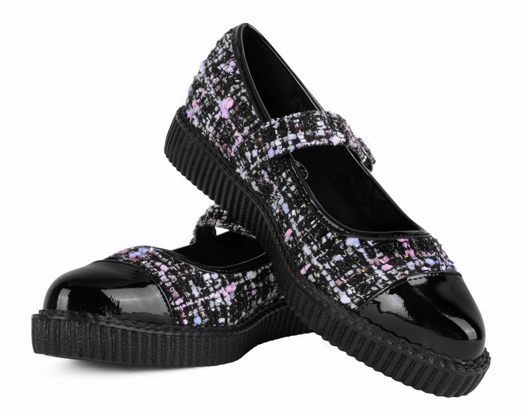 Black Tweed Pointed Mary Jane