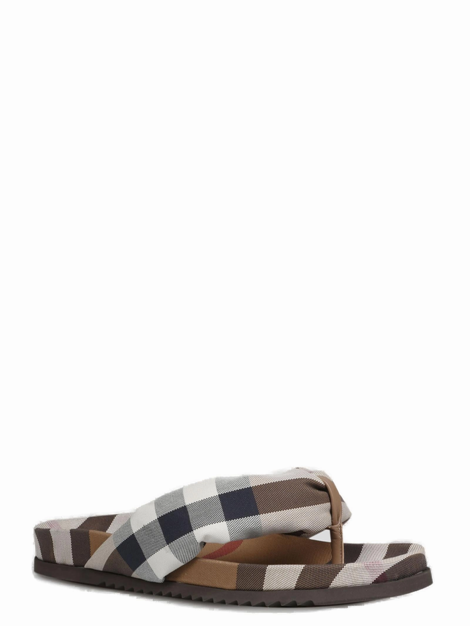 Burberry Checked Pattern Thong Slides