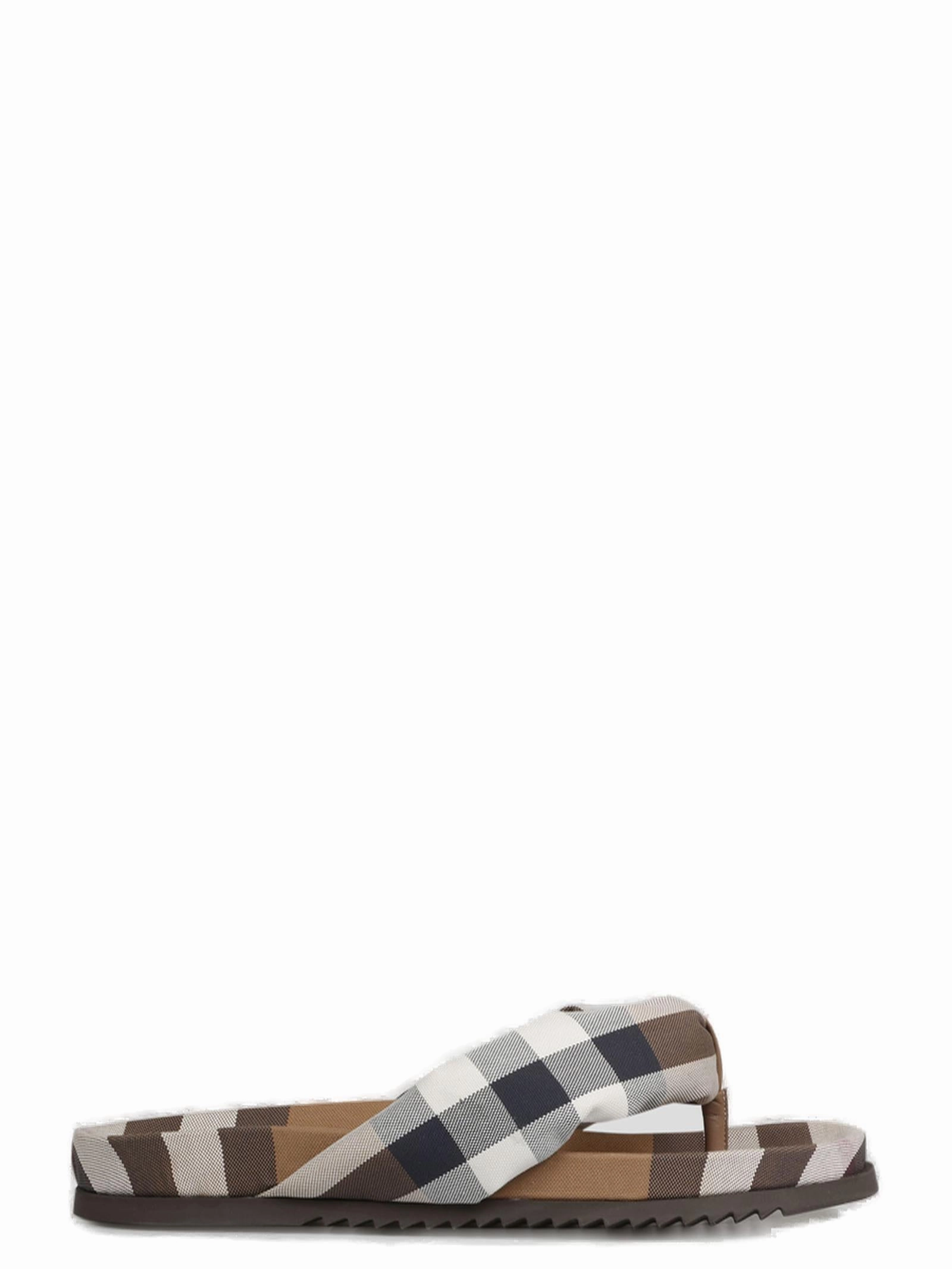 Burberry Checked Pattern Thong Slides