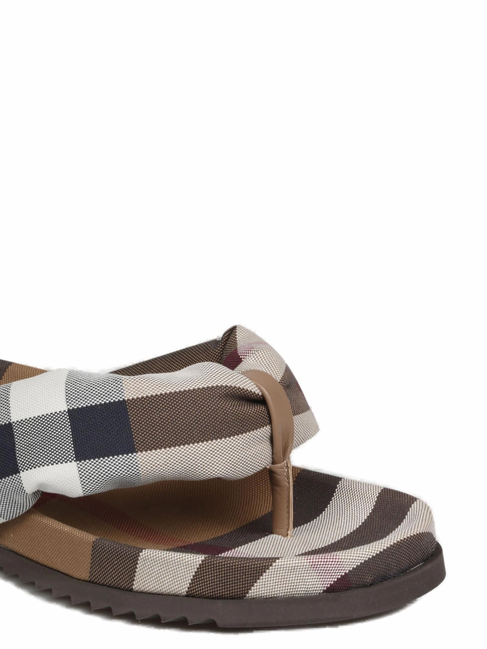 Burberry Checked Pattern Thong Slides