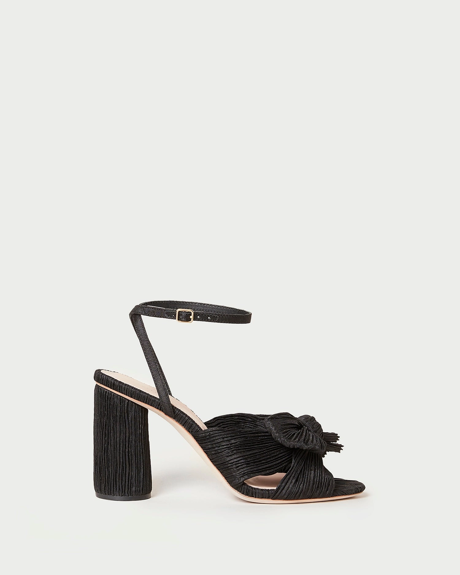 Camellia Black Pleated Bow Heel