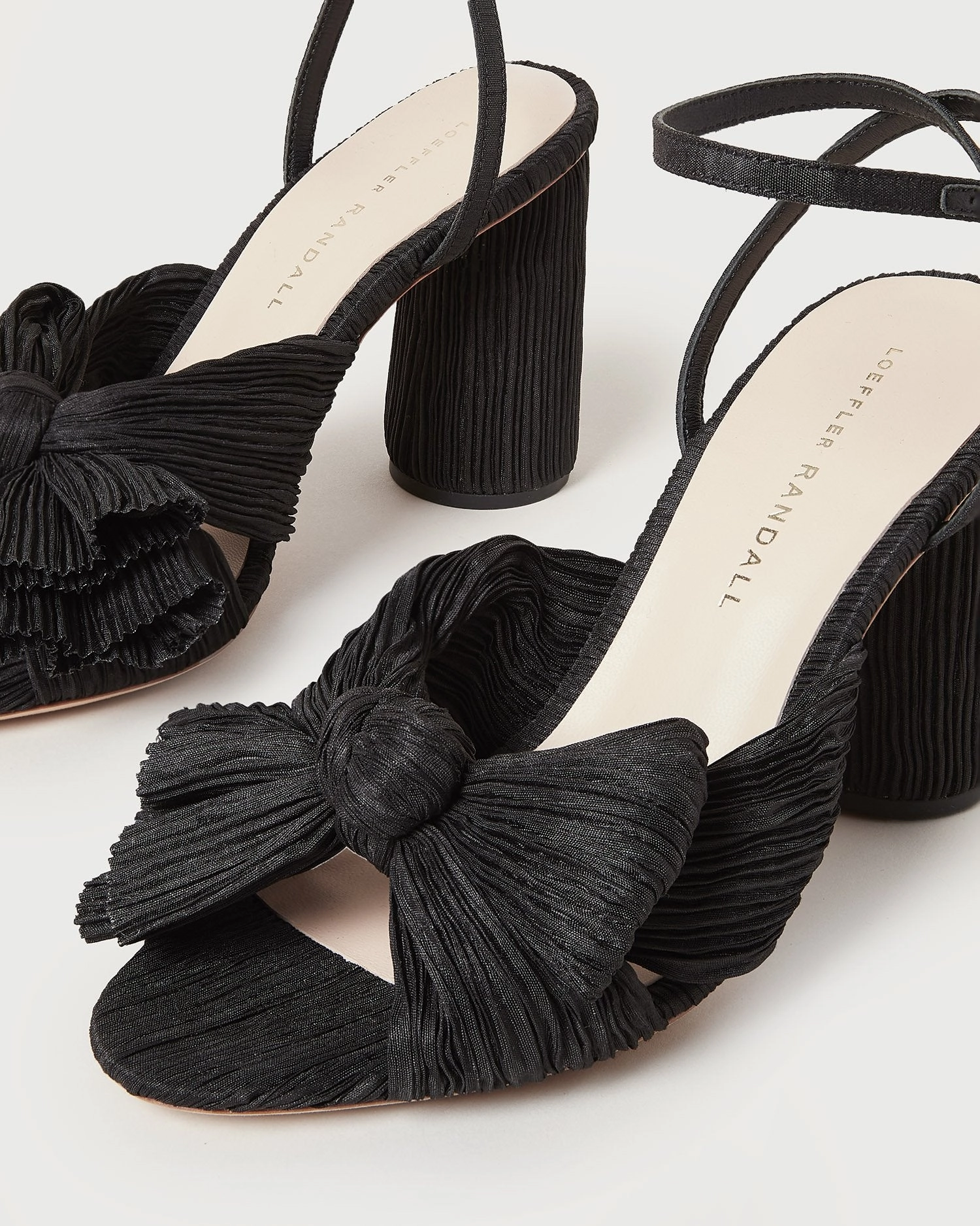 Camellia Black Pleated Bow Heel