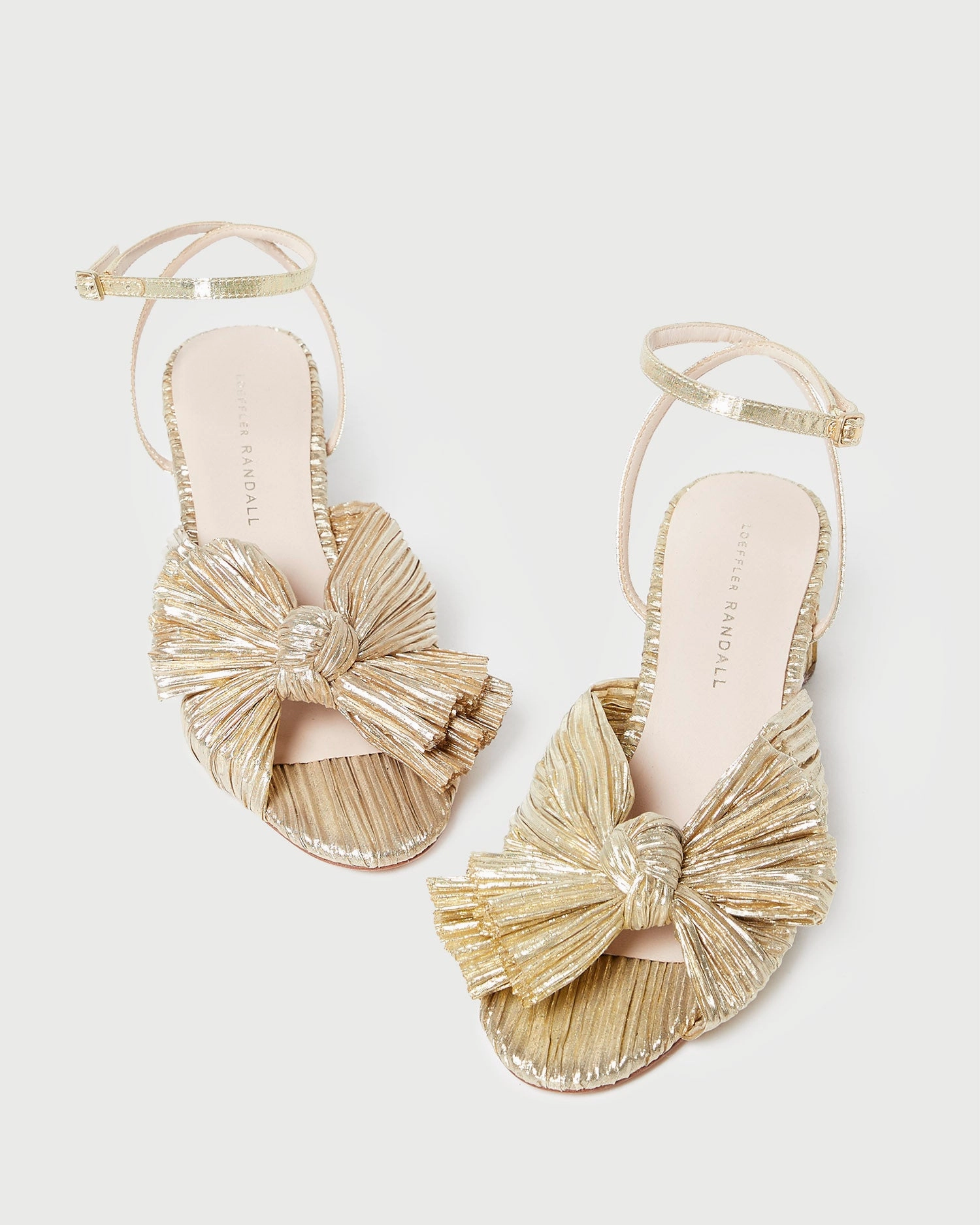 Dahlia Gold Pleated Bow Heel