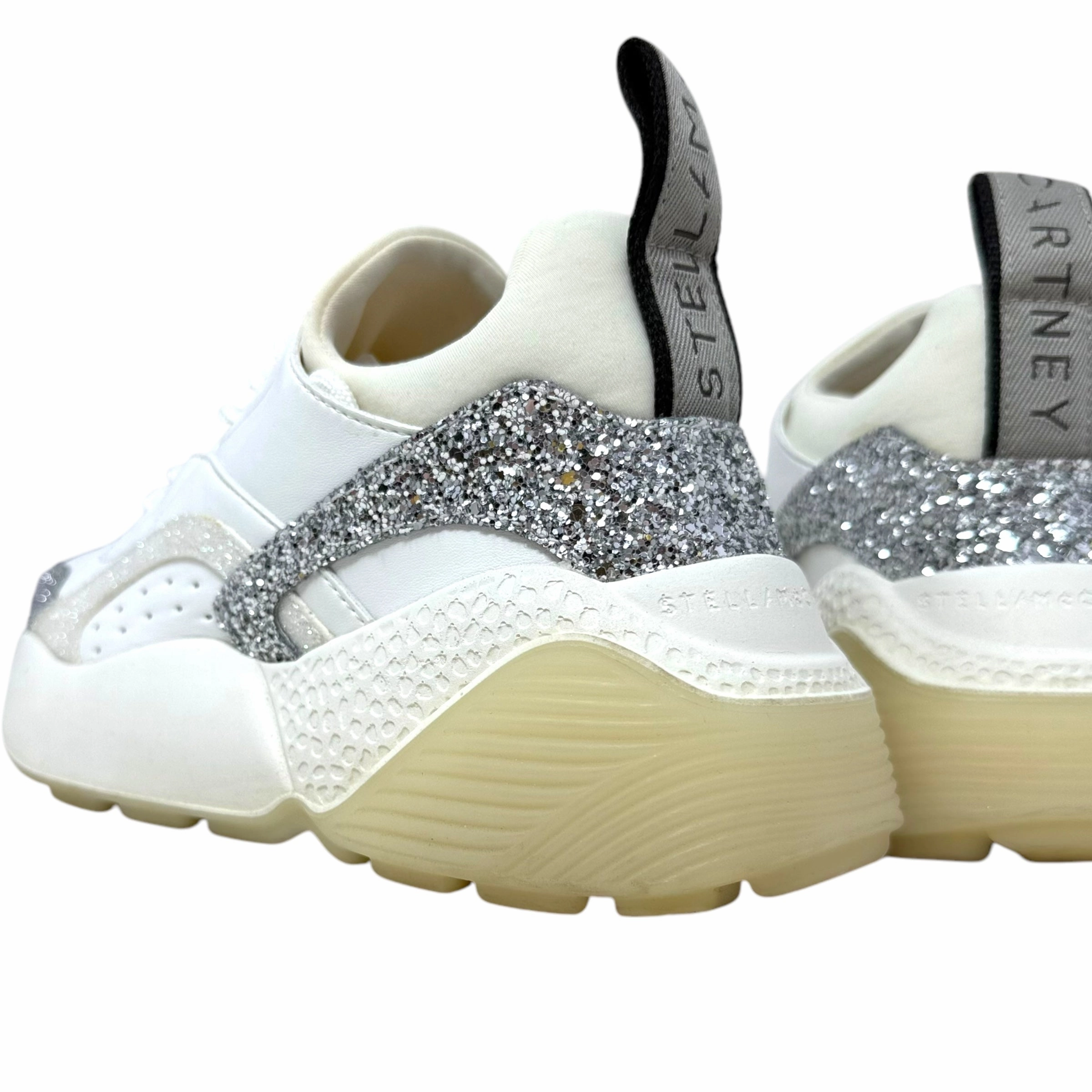 Eclypse Sneakers Luxury Designer By Stella Mccartney In White Glitter, Size: 6