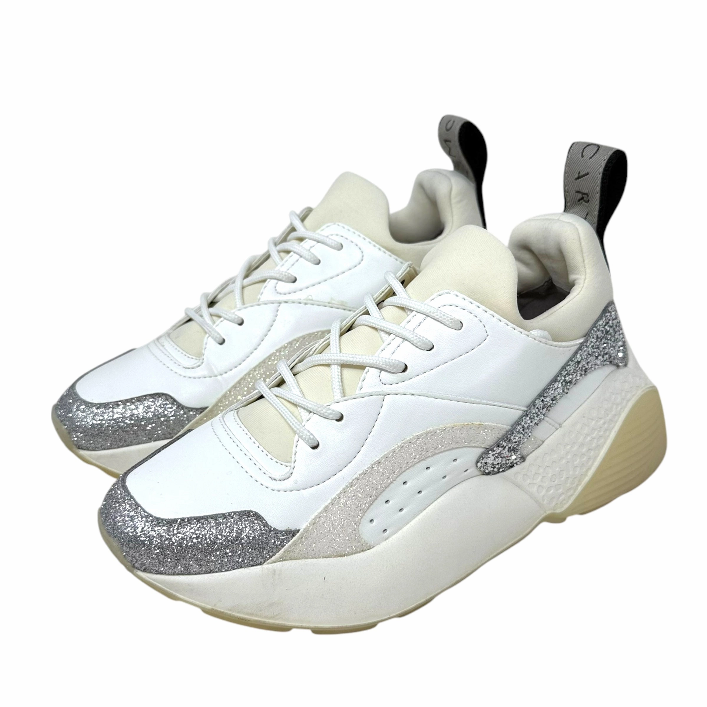Eclypse Sneakers Luxury Designer By Stella Mccartney In White Glitter, Size: 6
