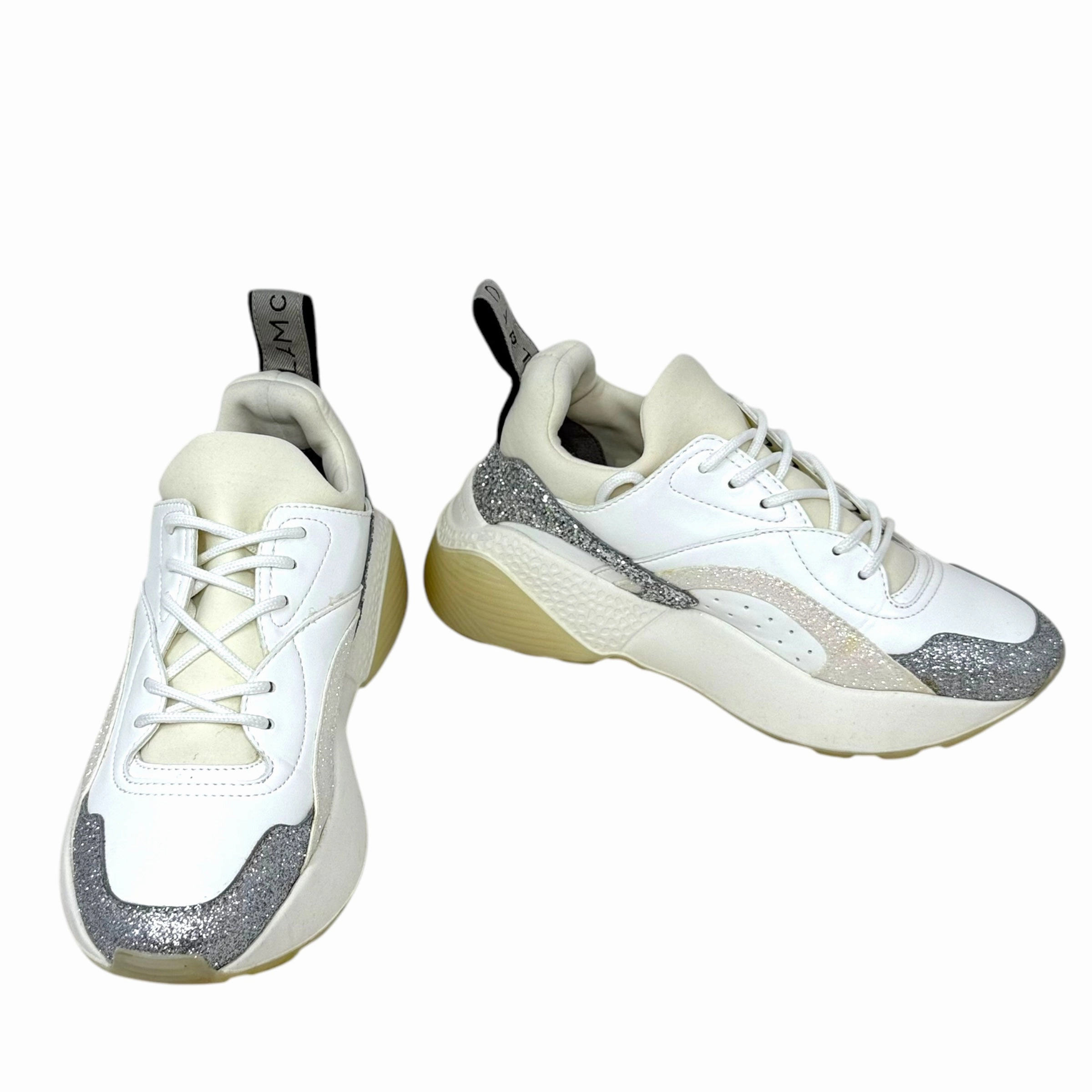 Eclypse Sneakers Luxury Designer By Stella Mccartney In White Glitter, Size: 6
