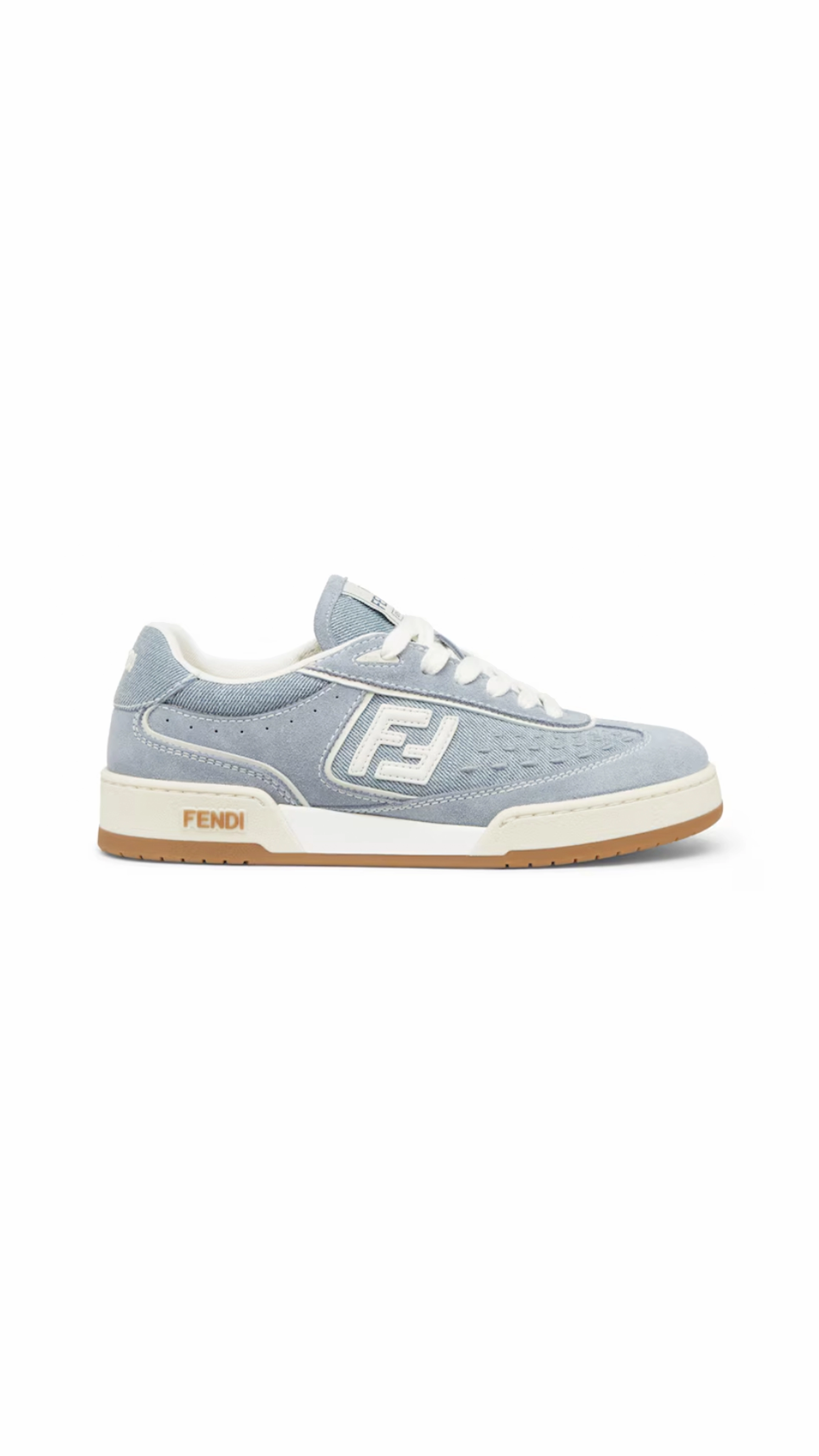 Fendi Match Suede and Denim Low-top Sneakers - Pale Blue