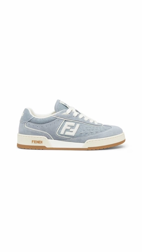 Fendi Match Suede and Denim Low-top Sneakers - Pale Blue