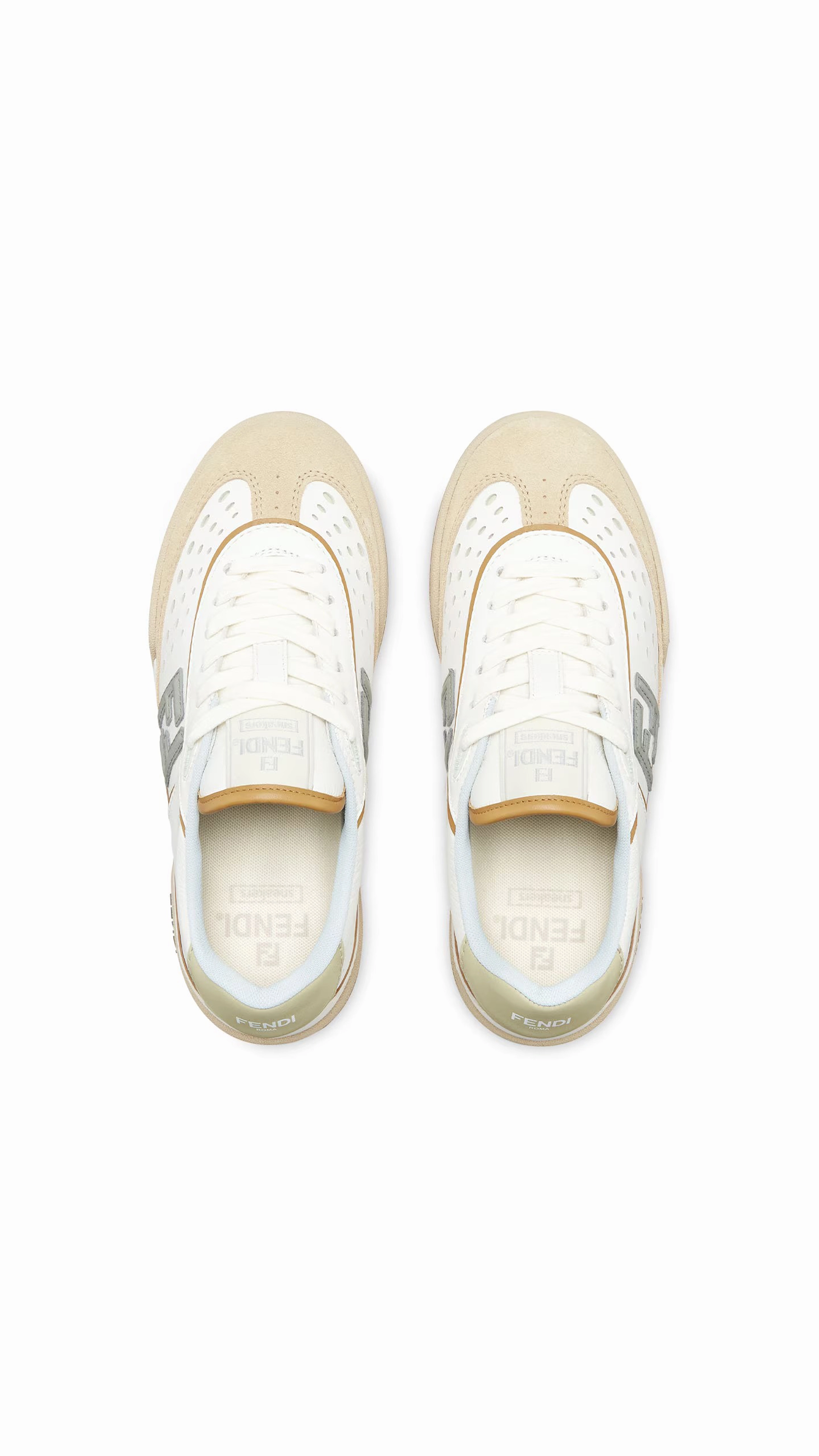Fendi Match Suede Low-top Sneakers - Beige/White