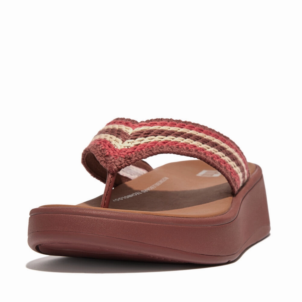 FitFlop F-MODE CROCHET FLATFORM TOE-POST SANDALS