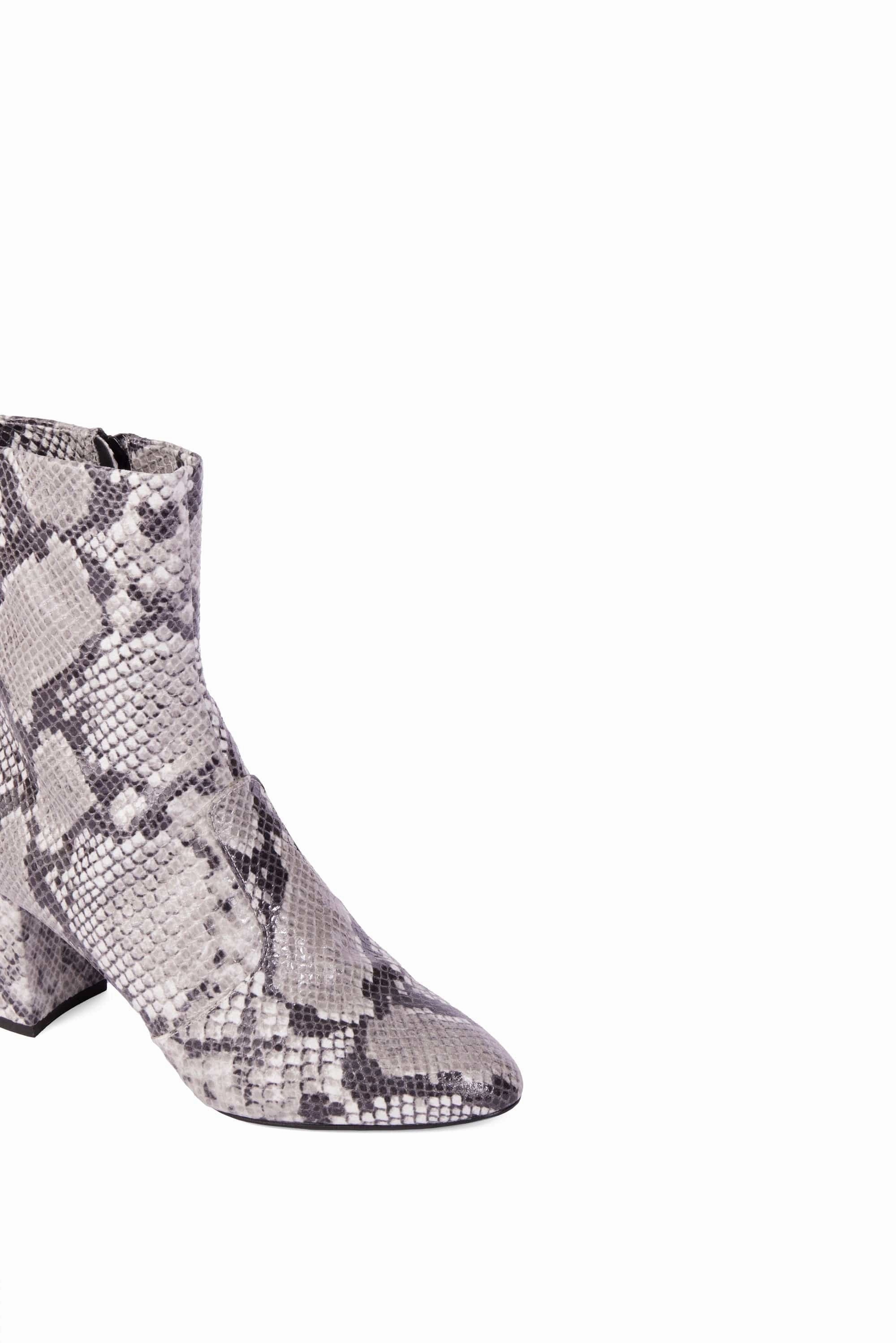 Gaby Vegan Leather Heeled Boots | Python Silver