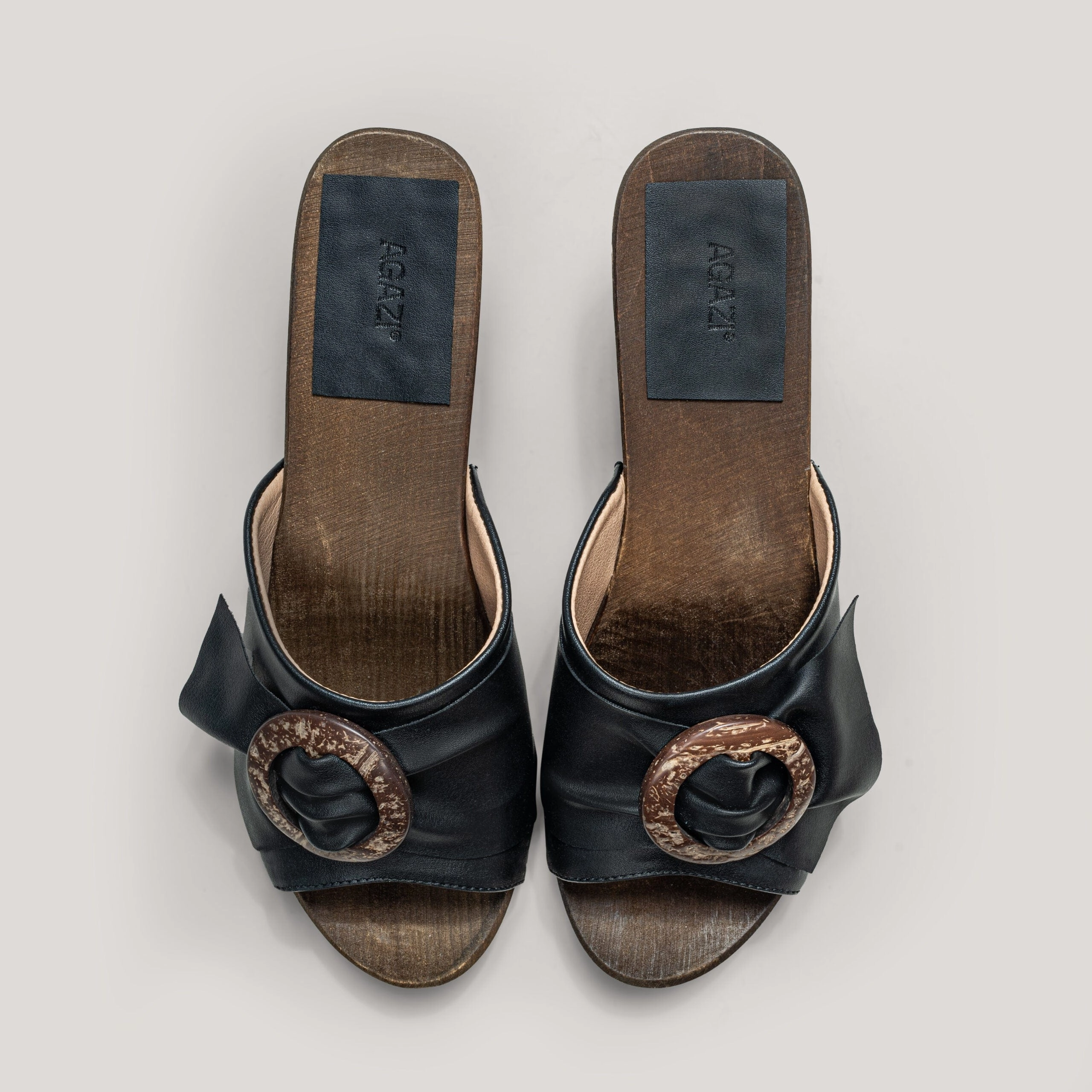 Grape Leather Vegan Wooden Clogs | Black