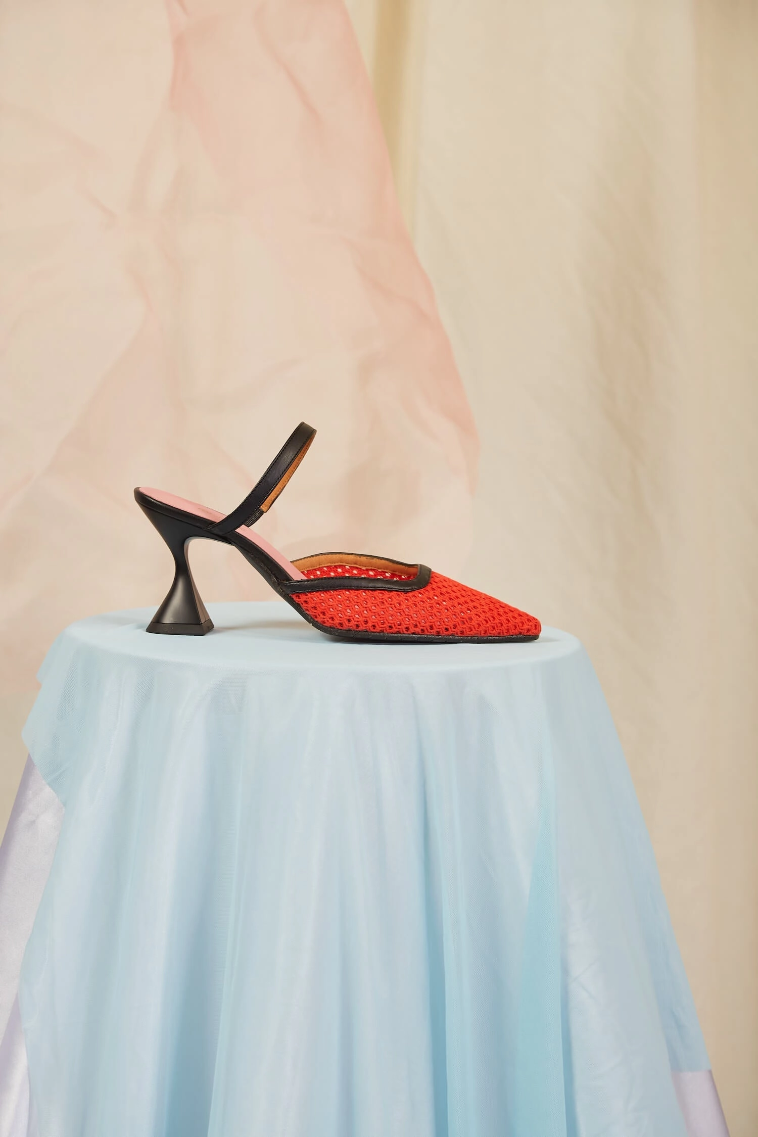 Ibiza Cotton Mesh Pointed Heels | Orange