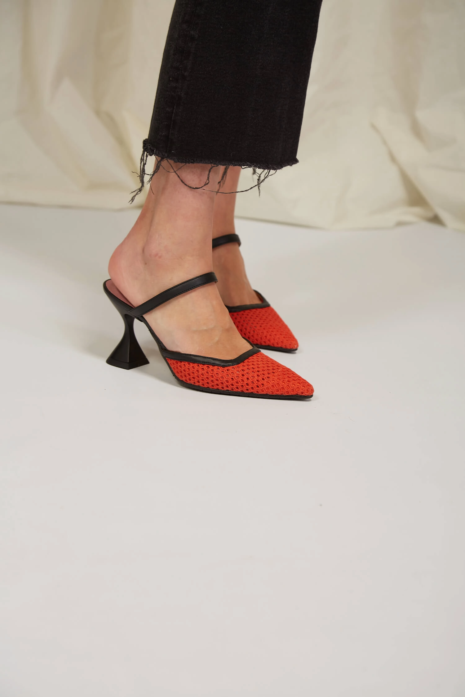 Ibiza Cotton Mesh Pointed Heels | Orange