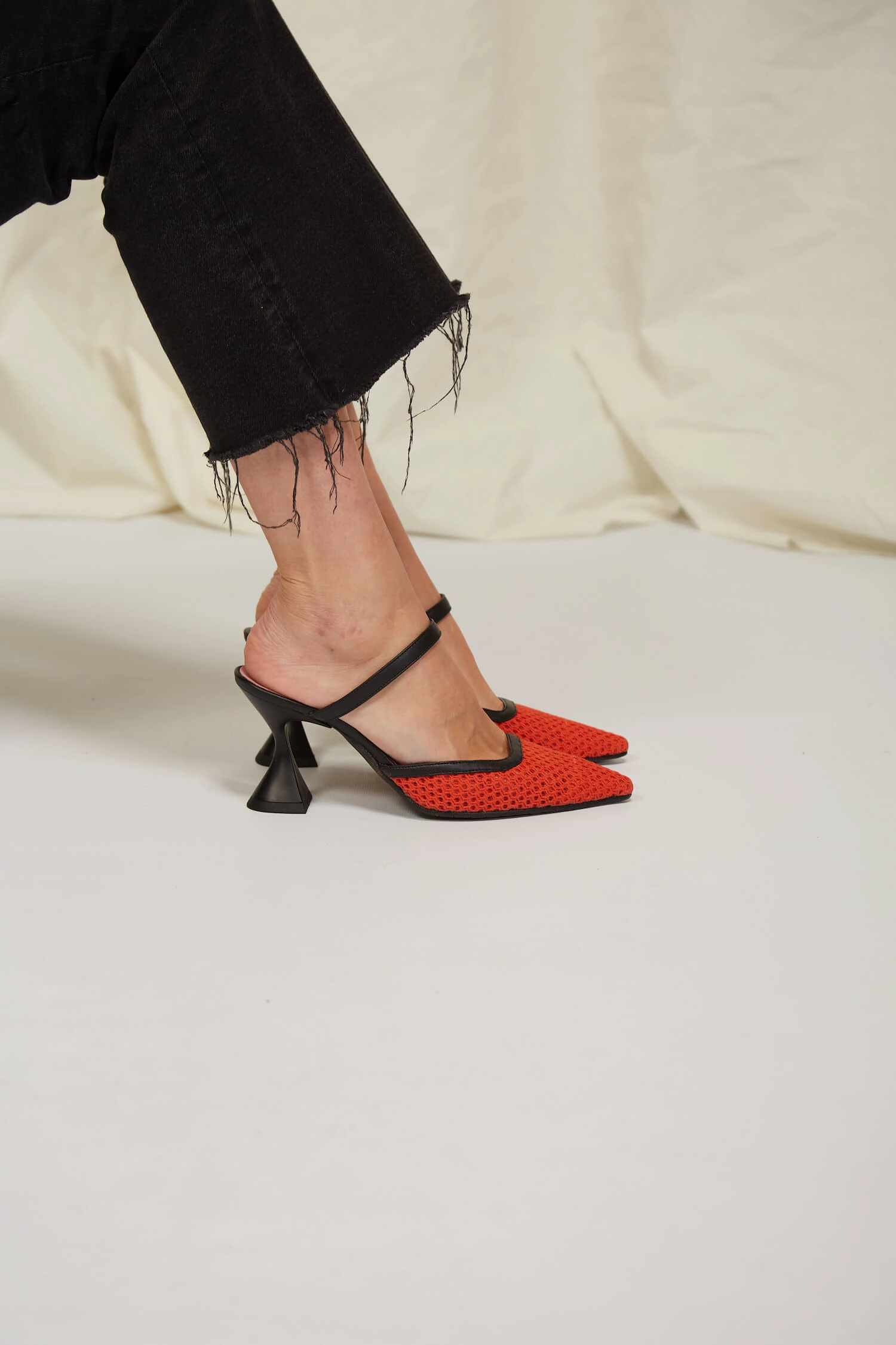 Ibiza Cotton Mesh Pointed Heels | Orange
