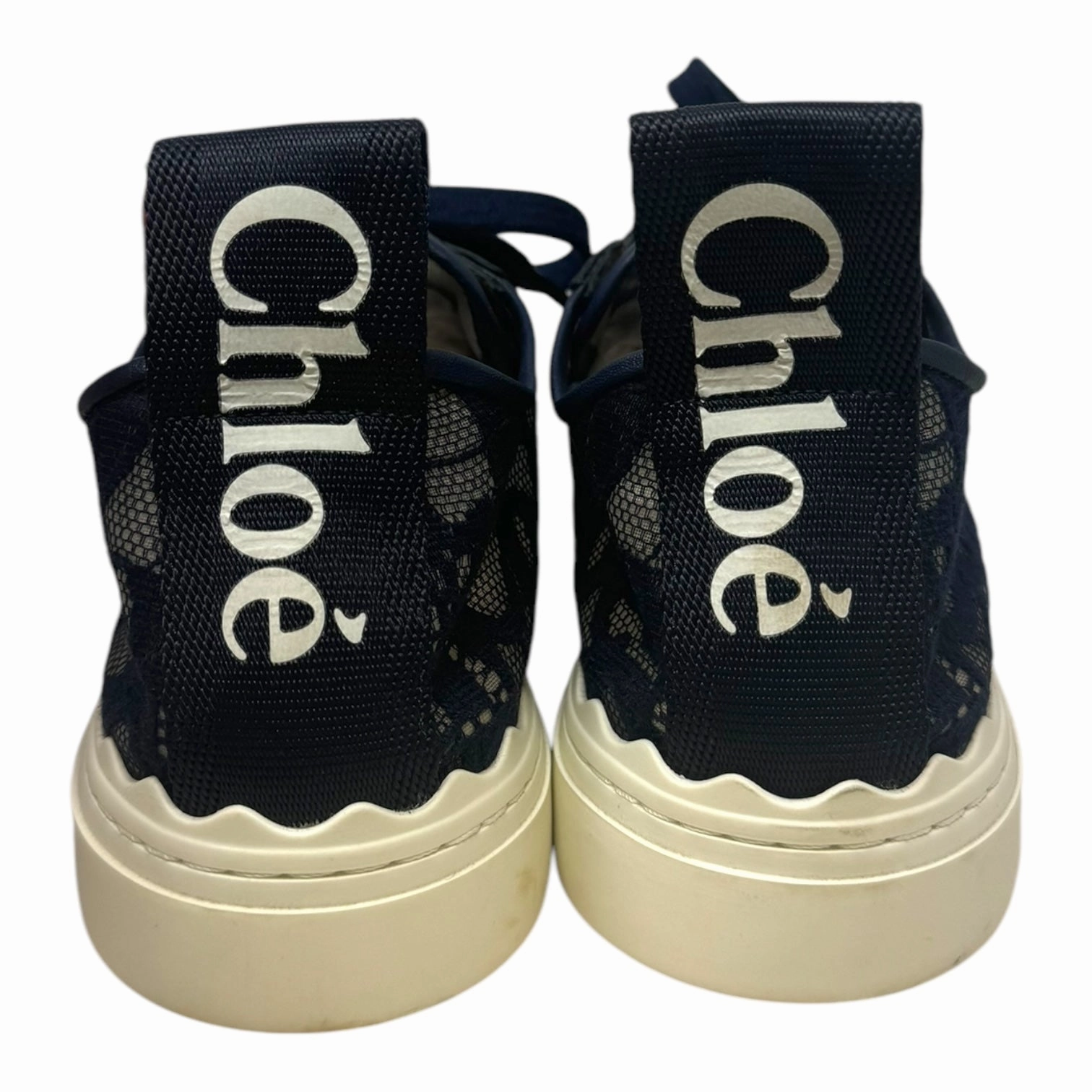 Lauren Lace Low Top Sneakers Luxury Designer By Chloe In Navy, Size: 9/39