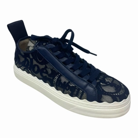 Lauren Lace Low Top Sneakers Luxury Designer By Chloe In Navy, Size: 9/39