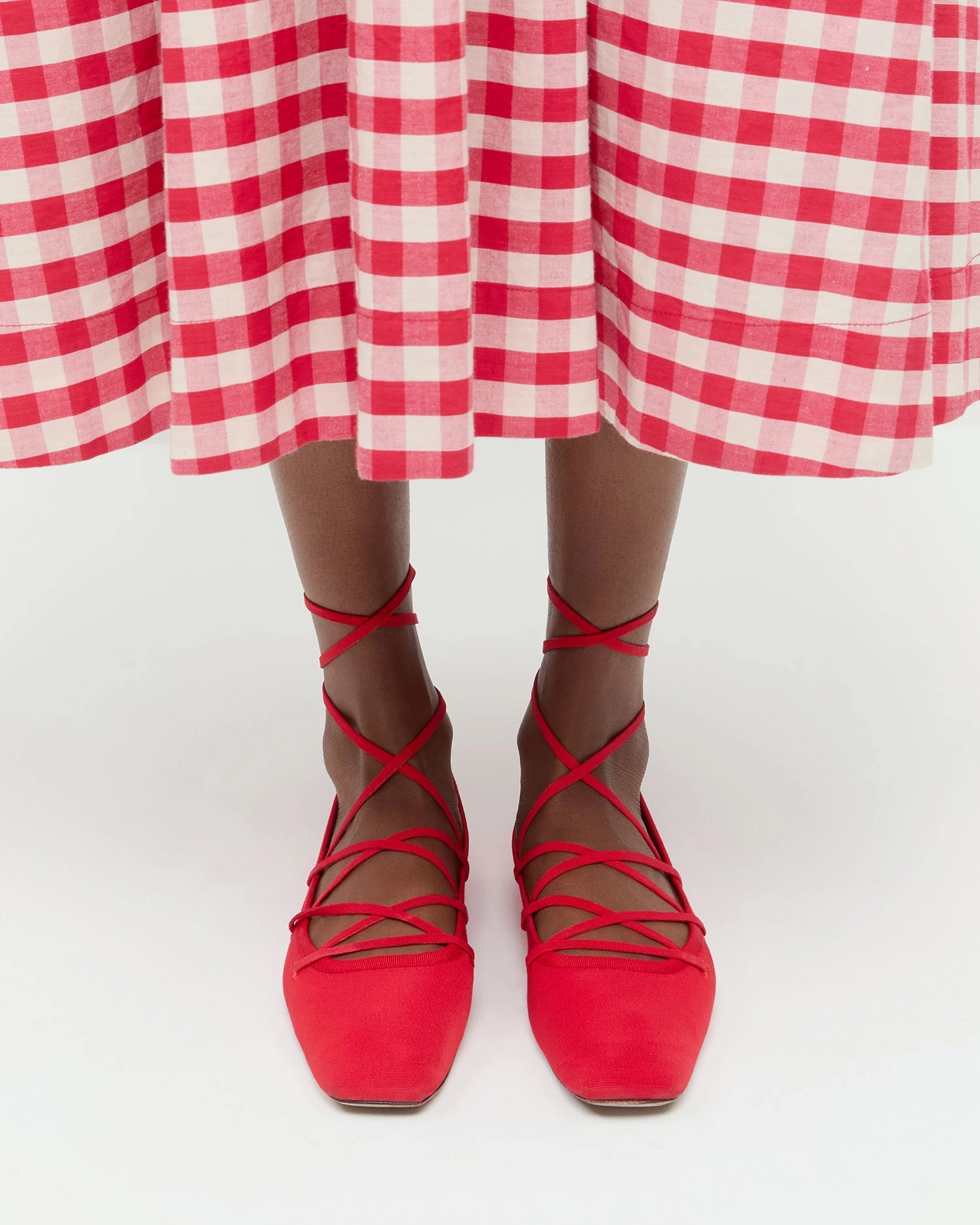 Louisa Red Lace-Up Ballet Flat
