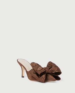 Margot Chocolate Moiré Bow Mule