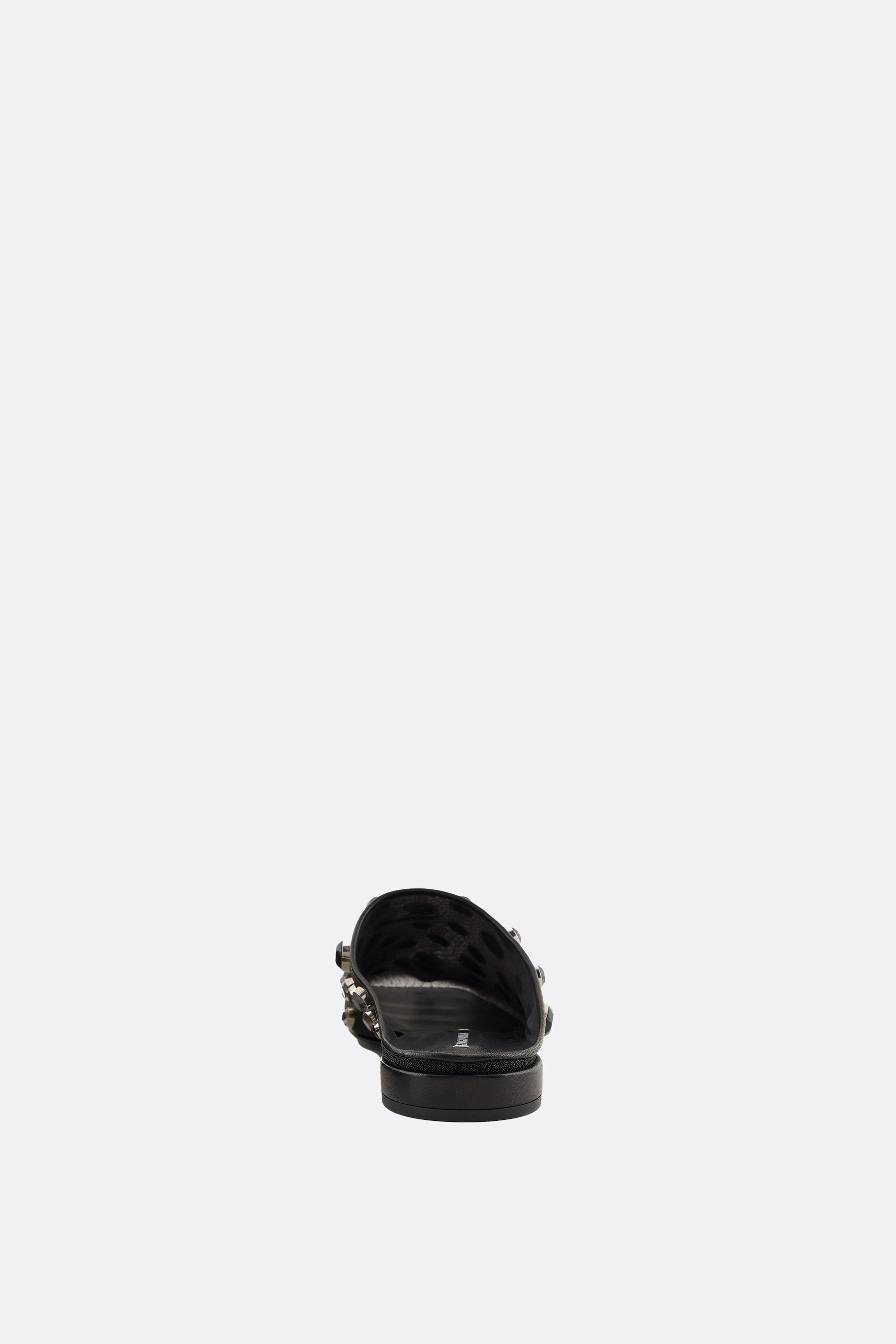 mesh flat mules with rhinestones