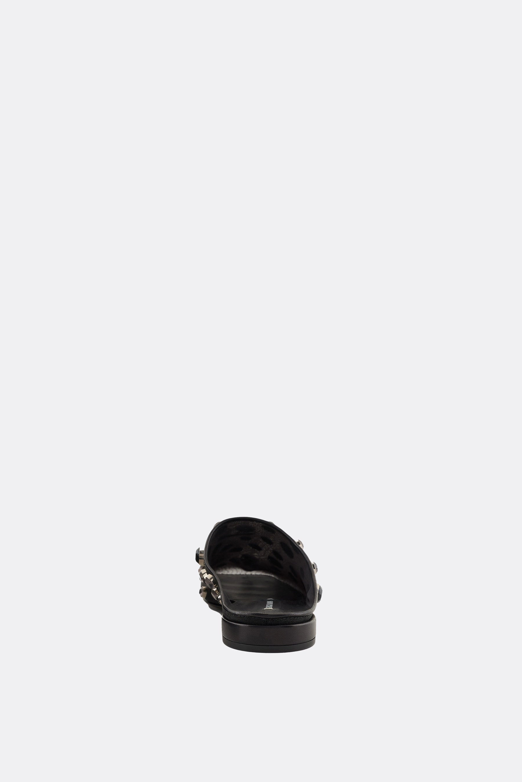 mesh flat mules with rhinestones