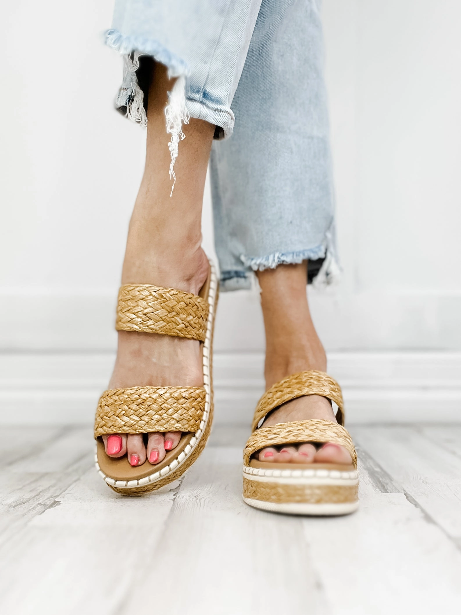 MIA Leena Double Strap Raffa Sandal in Natural