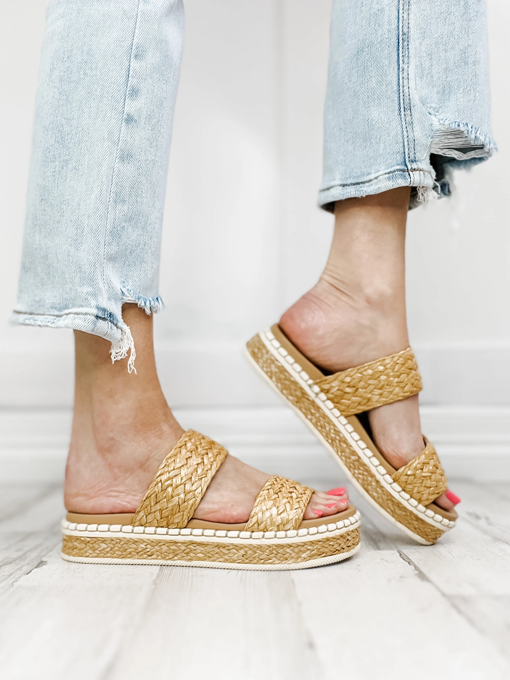 MIA Leena Double Strap Raffa Sandal in Natural