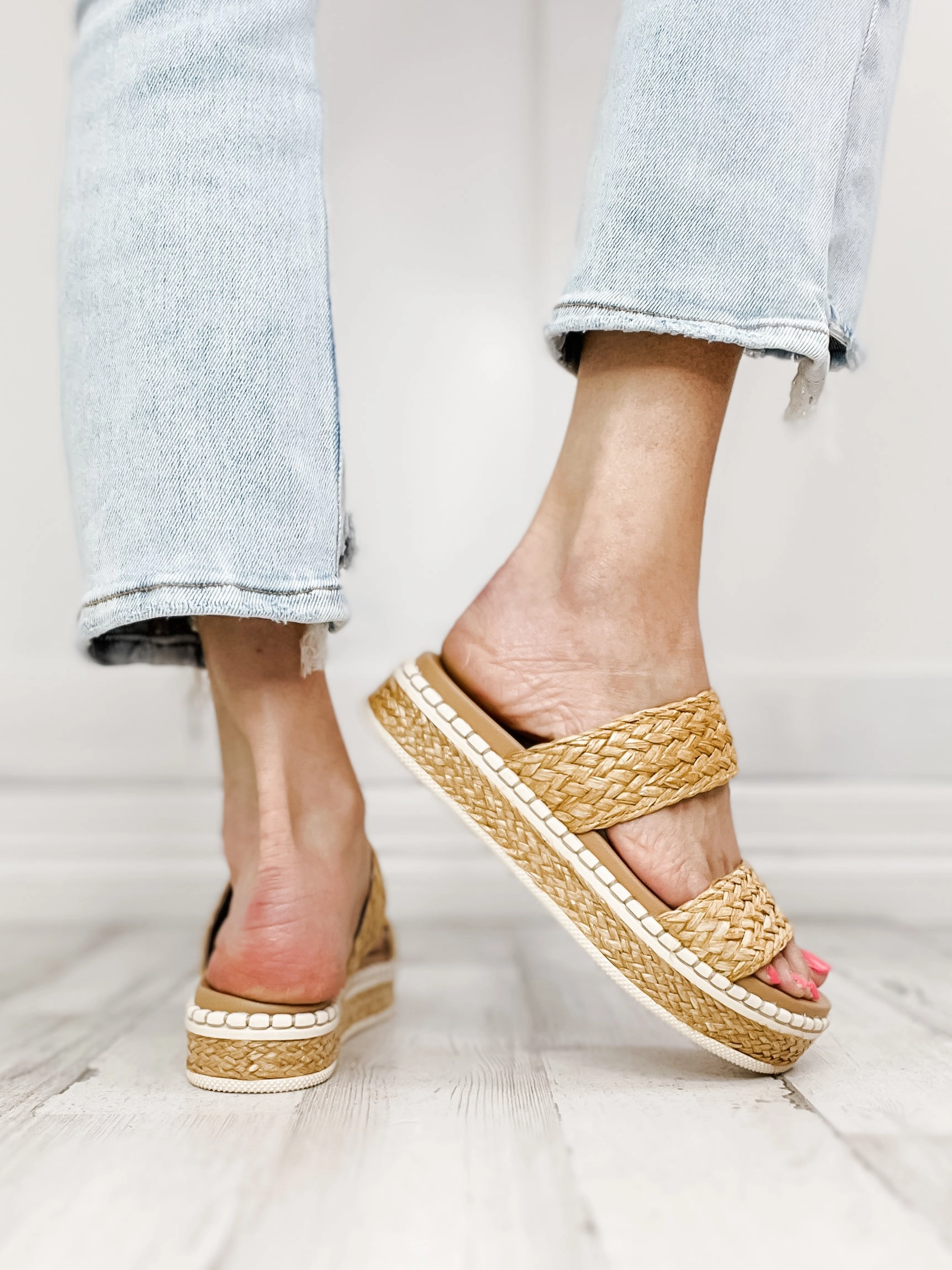 MIA Leena Double Strap Raffa Sandal in Natural