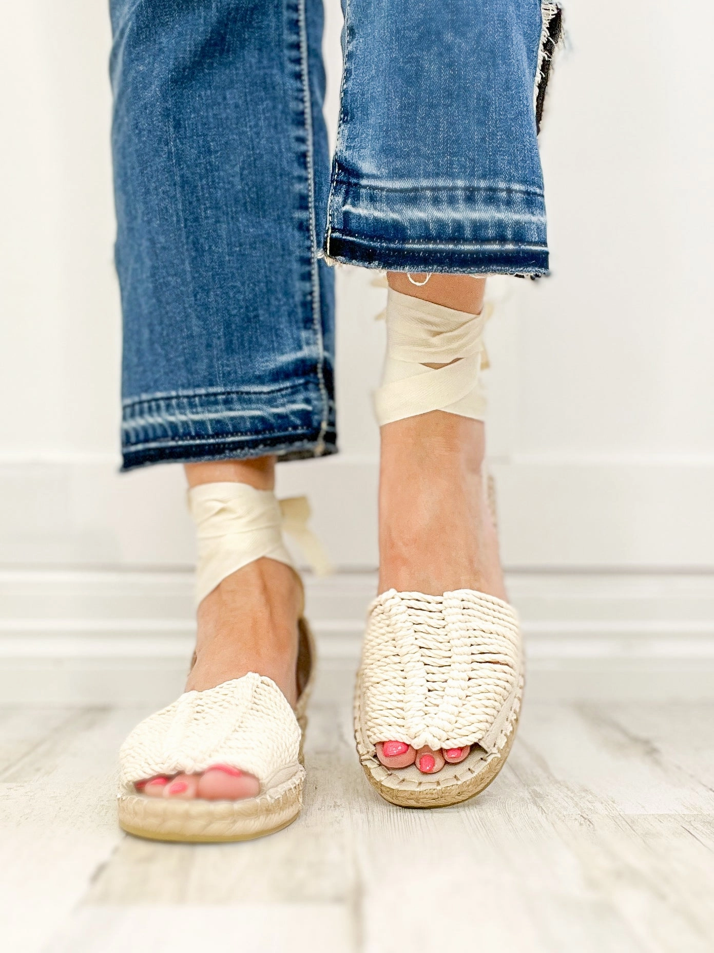 MIA Noella Espadrille Sandals in Off White