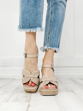 MIA Rayan Block Heel Sandals in Beige Burnis