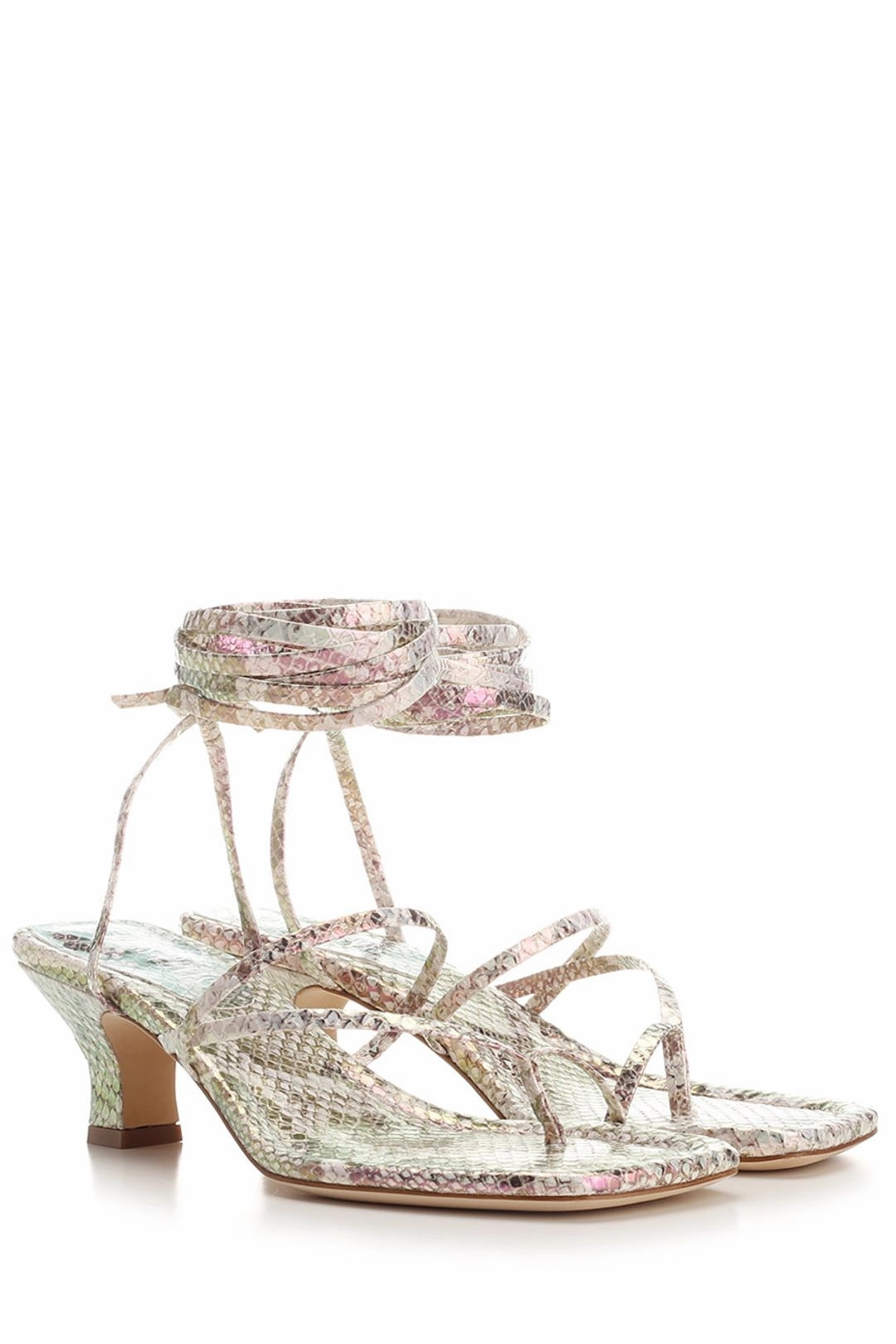 Paris Texas Berry Metallic Effect Square Toe Sandals