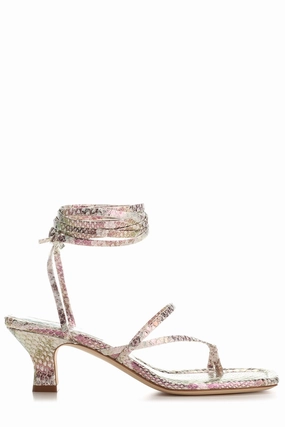 Paris Texas Berry Metallic Effect Square Toe Sandals