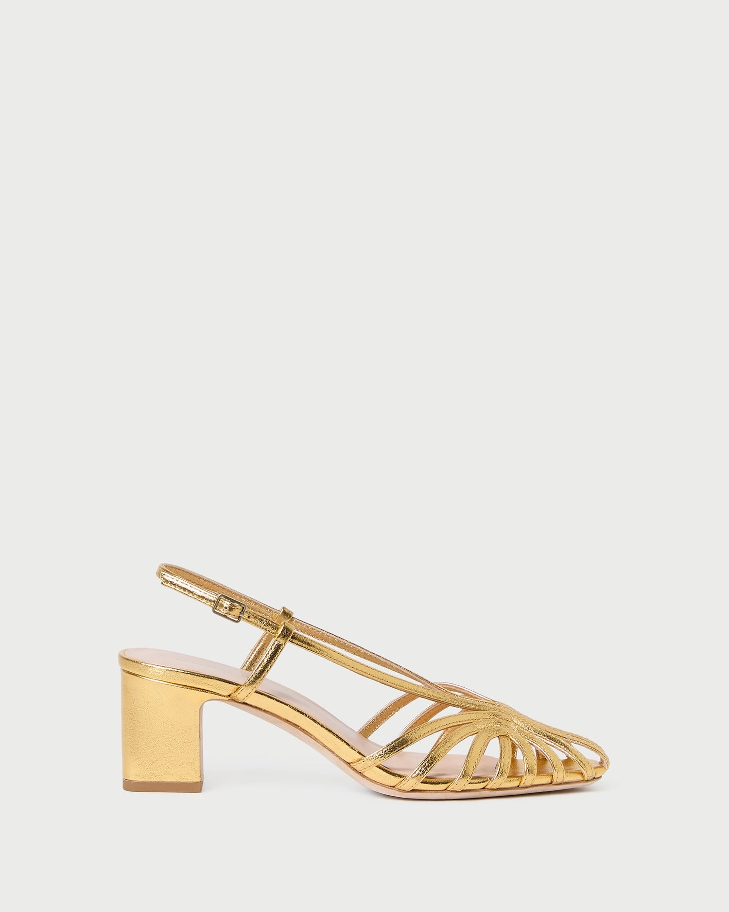 Priscilla Gold Lattice Heeled Sandal