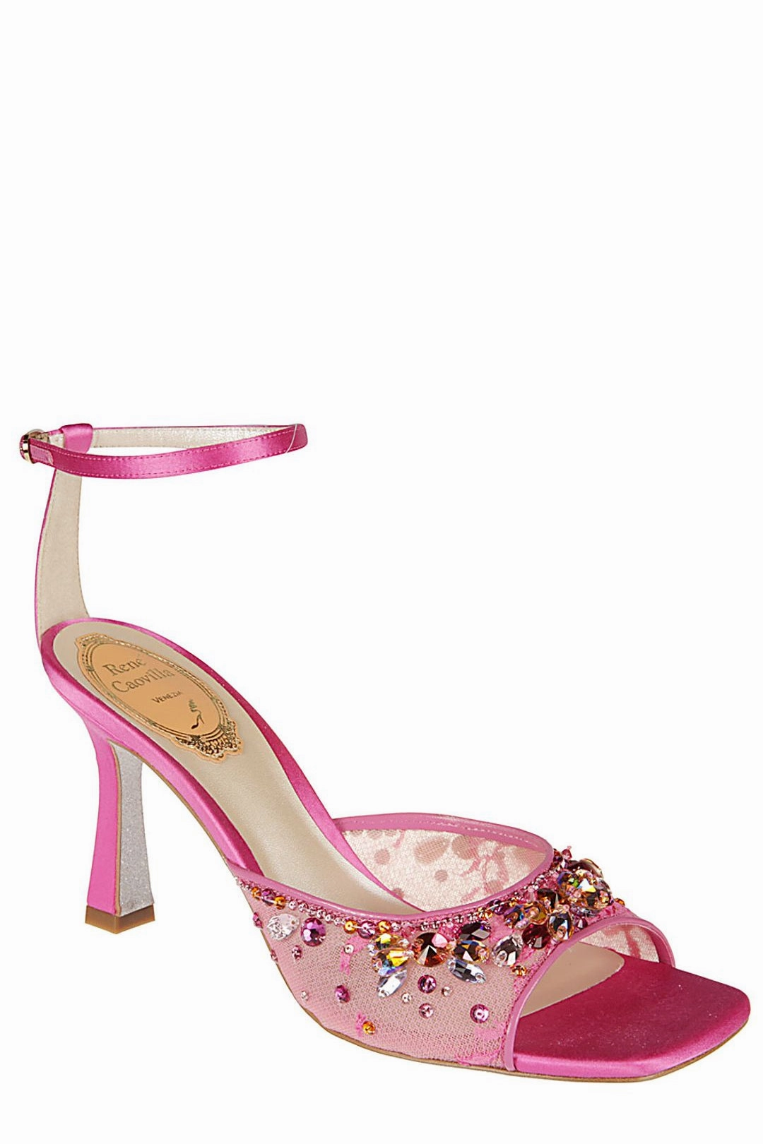 René Caovilla Crystal Embellished Ankle Strap Sandals