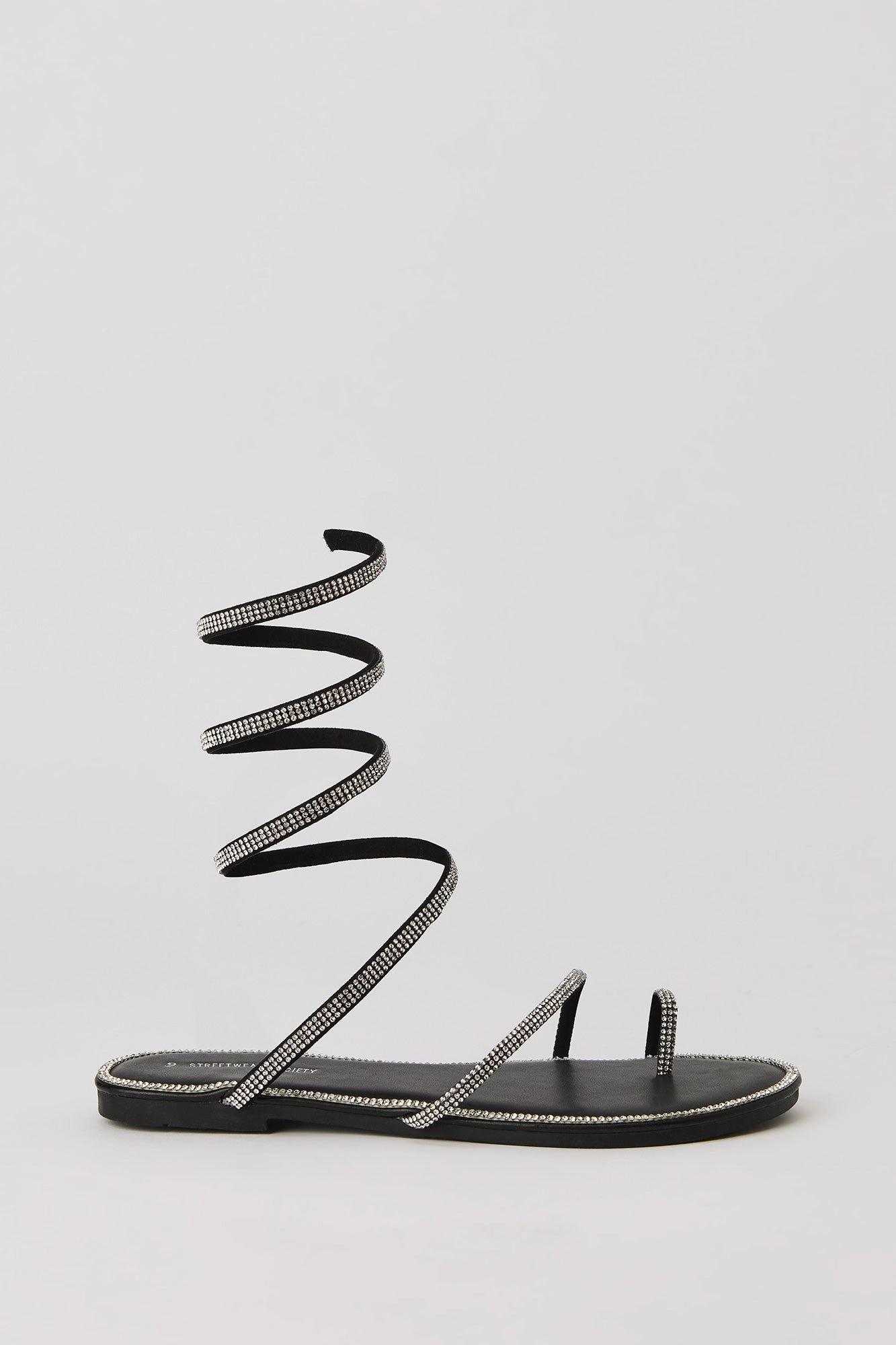 Rhinestone Spiral Strap Sandal