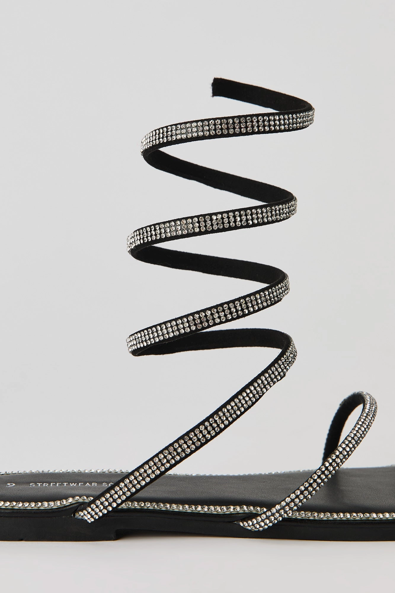 Rhinestone Spiral Strap Sandal