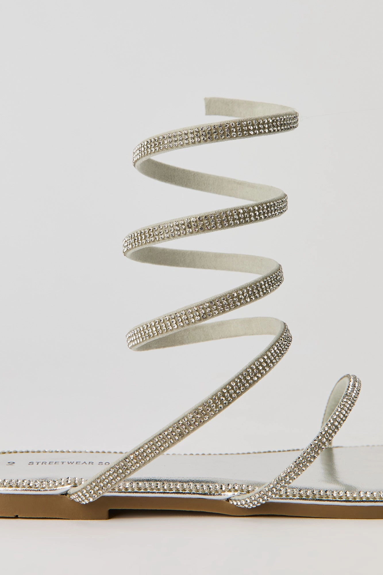 Rhinestone Spiral Strap Sandal