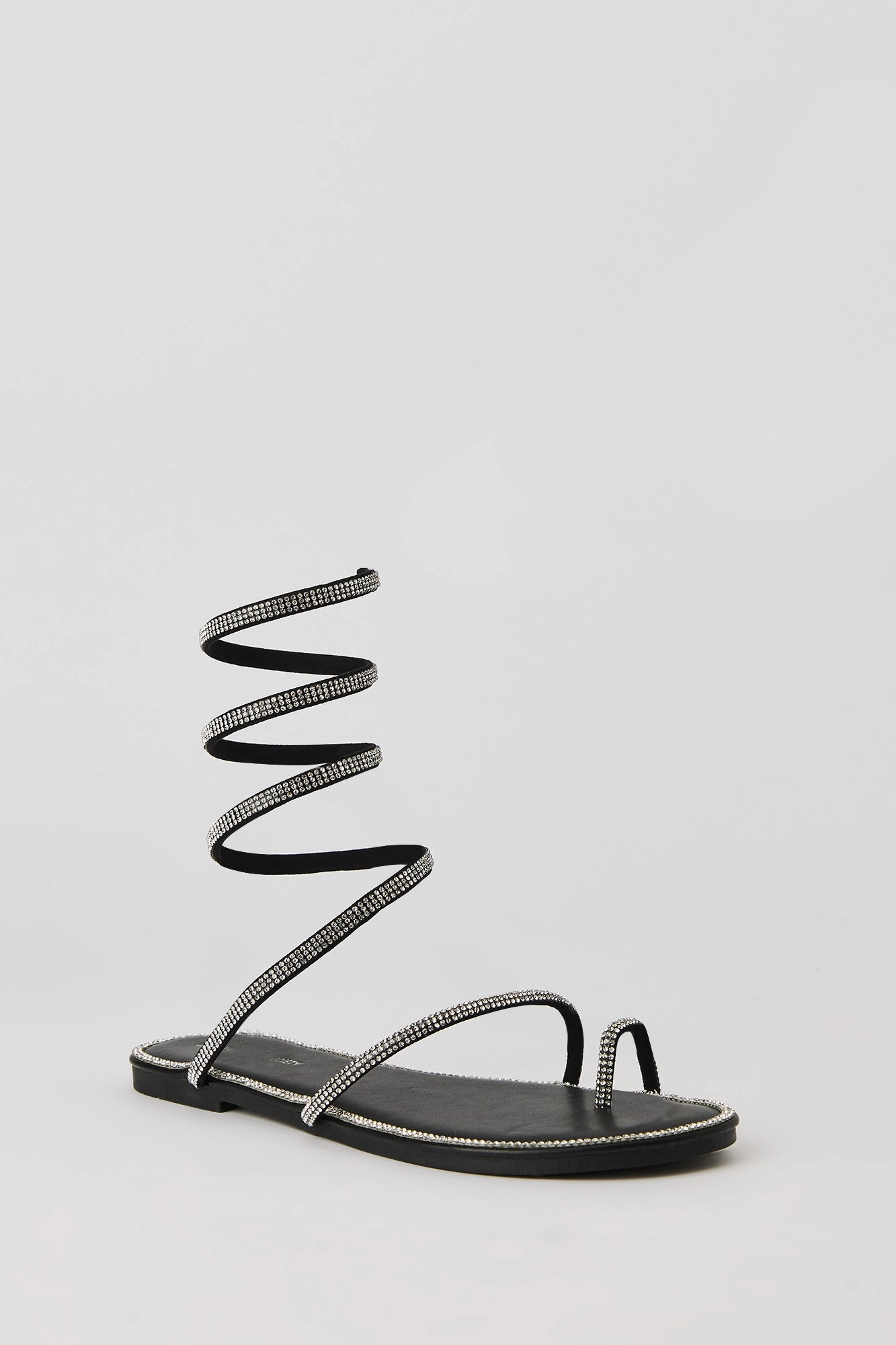 Rhinestone Spiral Strap Sandal