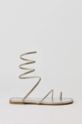 Rhinestone Spiral Strap Sandal