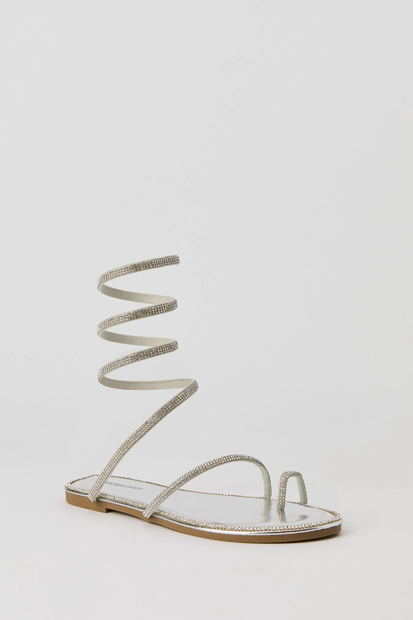 Rhinestone Spiral Strap Sandal