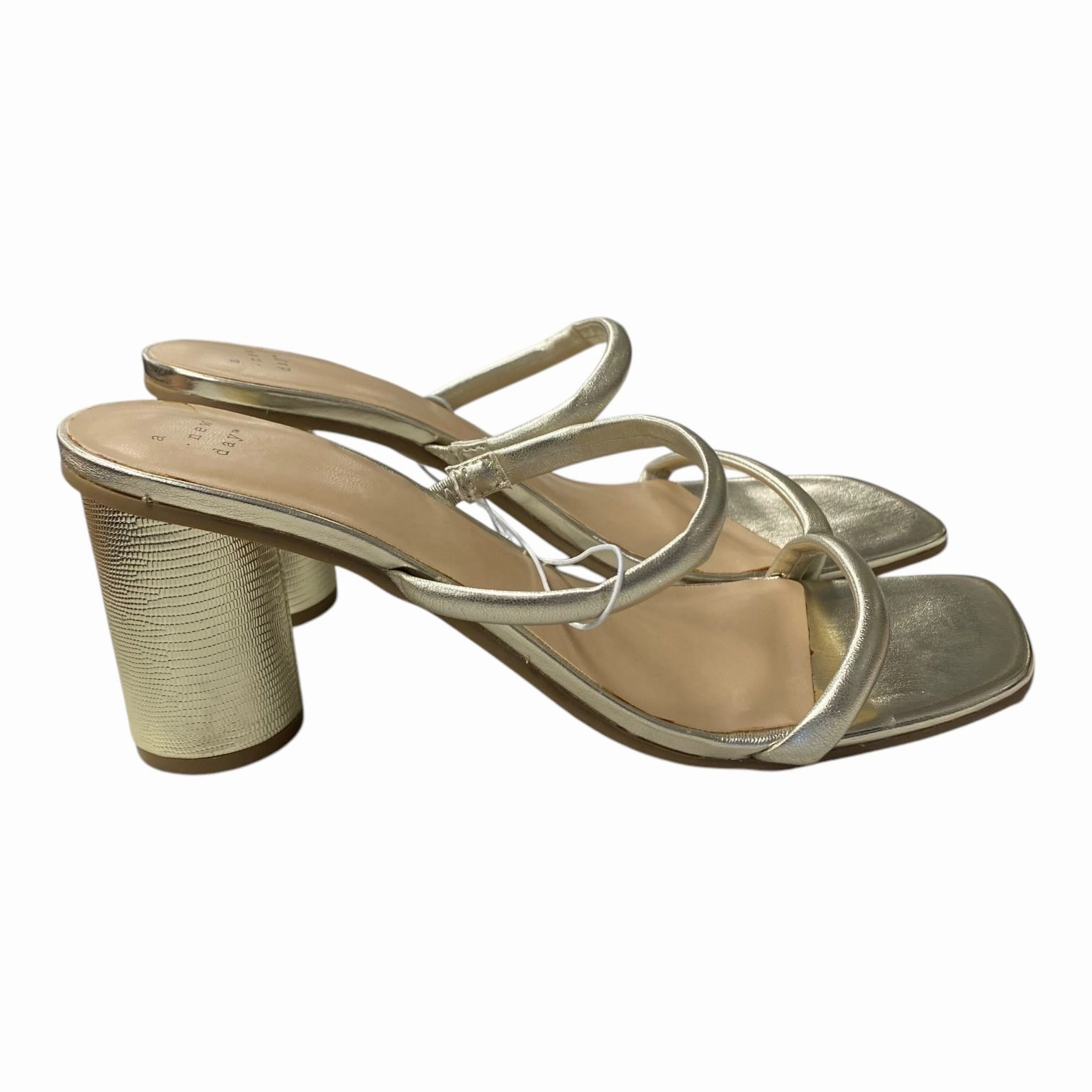 Sandals Heels Block By A New Day In Gold, Size:9.5