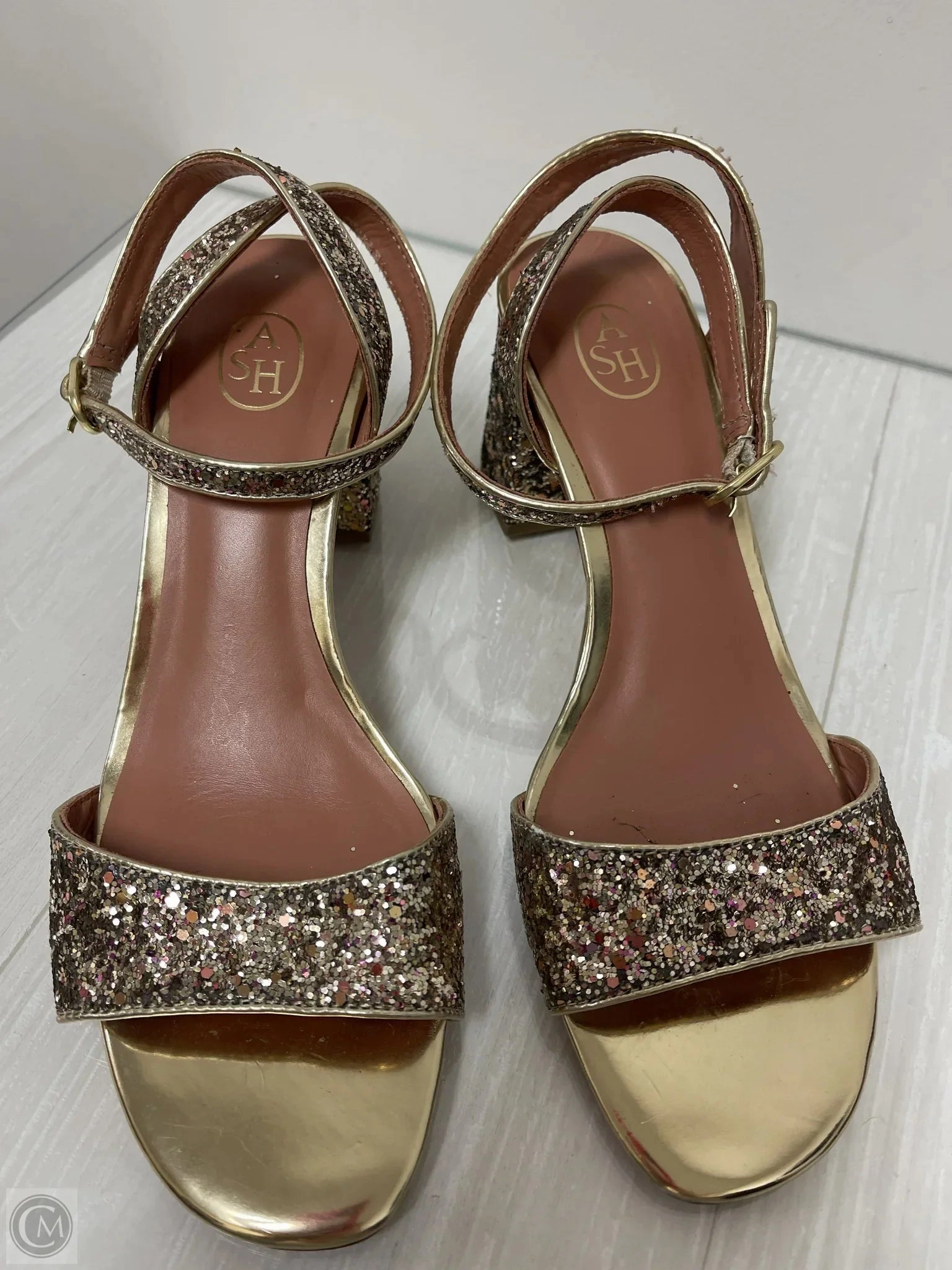 Sandals Heels Block By Ash In Gold, Size: 9.5