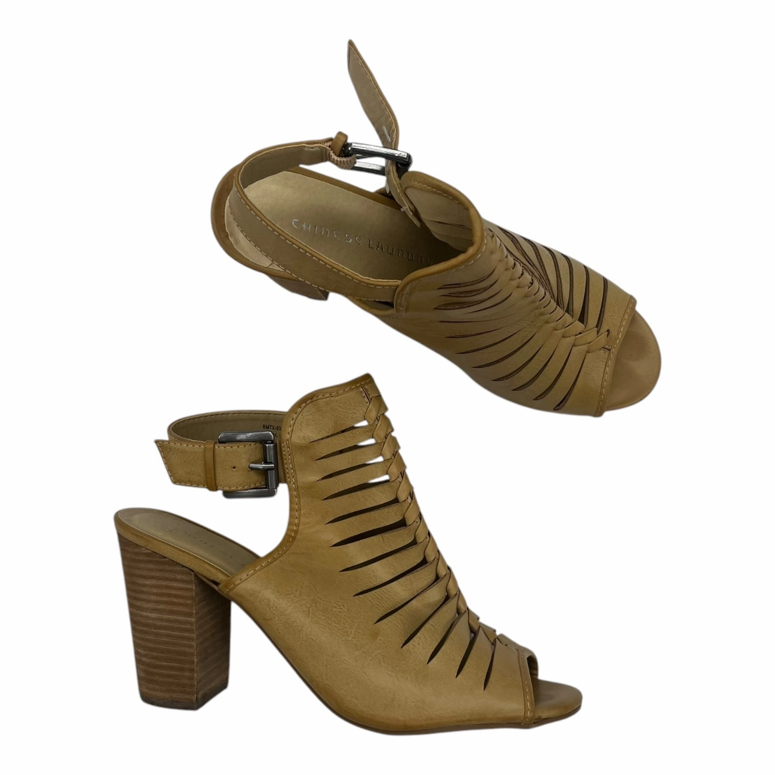 Sandals Heels Block By Chinese Laundry In Tan, Size:9
