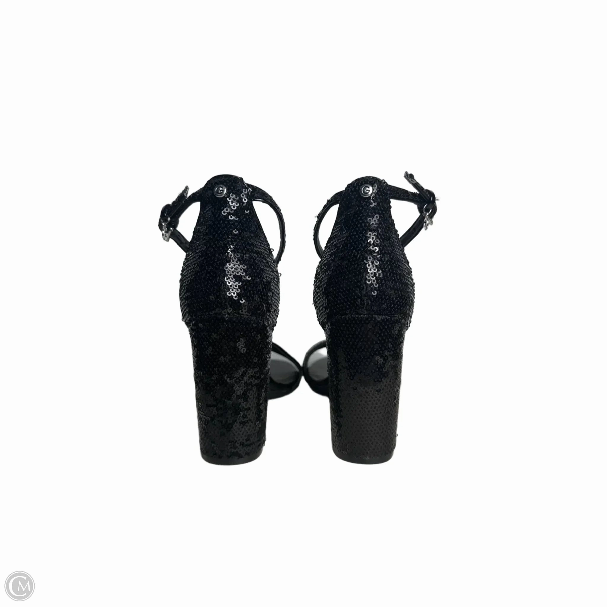 Sandals Heels Block By Guess In Black, Size: 9
