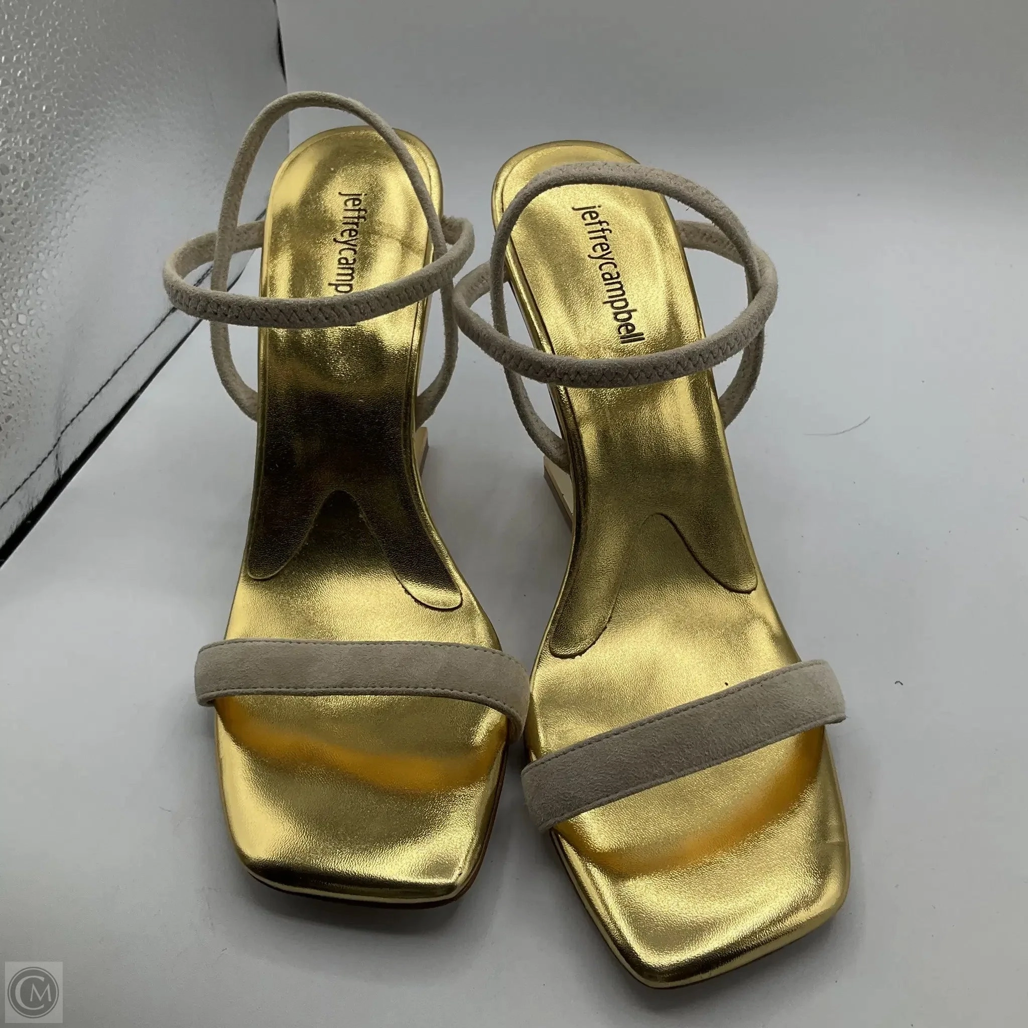 Sandals Heels Block By Jeffery Campbell In Gold, Size: 10
